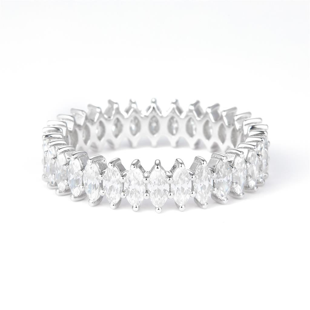 2.1 Ct. Moissanite Sterling Silver (White). Eternity Band with Marquise Stones Ring. (Women). Size 7.5