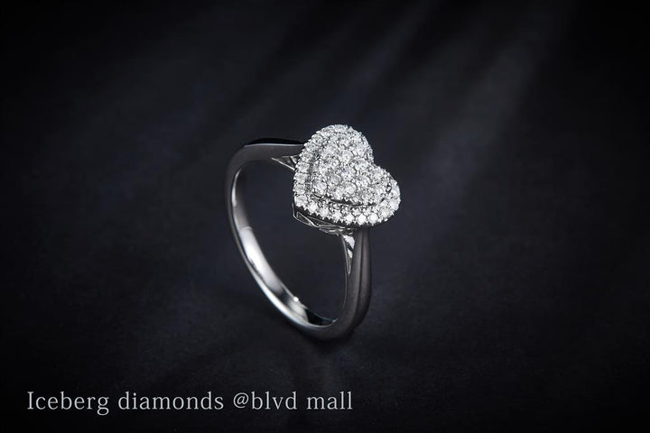 0.404 Ct. Diamond 10 Kt Gold (White). Heart Style Ring. (Women). Size 7.5