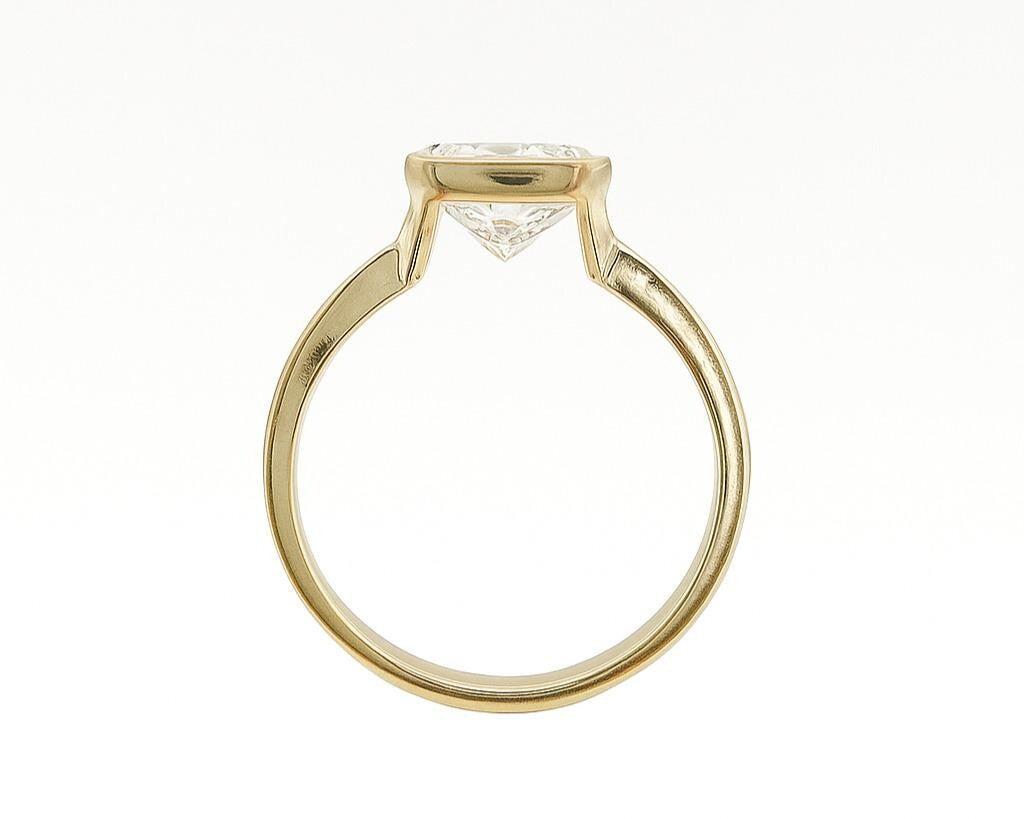 2 Ct. Diamond 14 Kt Gold (Yellow). Cushion Solitaire Ring. (Women). Size 7