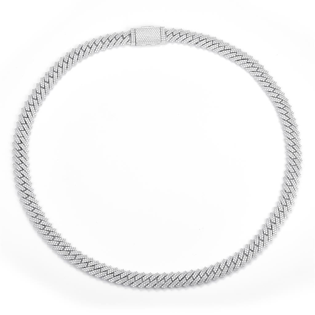 16.8 Ct. Moissanite Sterling Silver (White). Chain. (Unisex). 22 in Long. 10 mm Wide