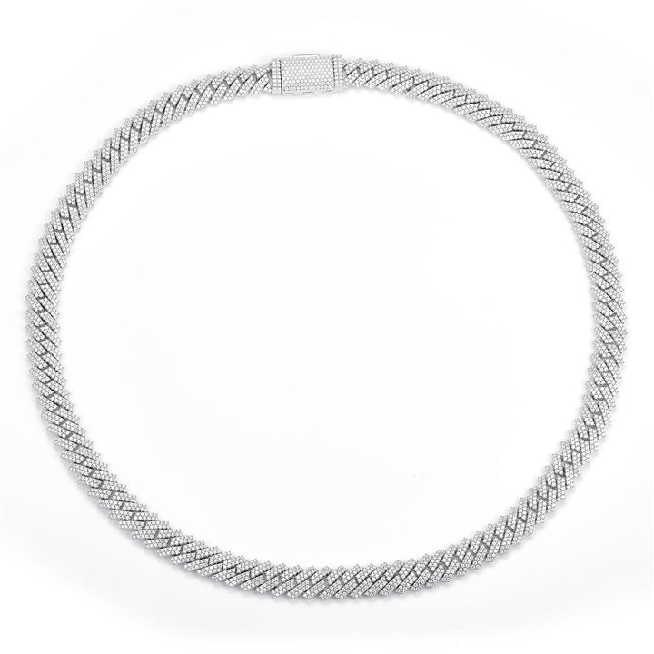 16.8 Ct. Moissanite Sterling Silver (White). Chain. (Unisex). 22 in Long. 10 mm Wide
