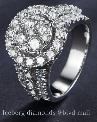 2.94 Carats. Diamond 14 Kt Gold (White). Ring. (Women). Size 7