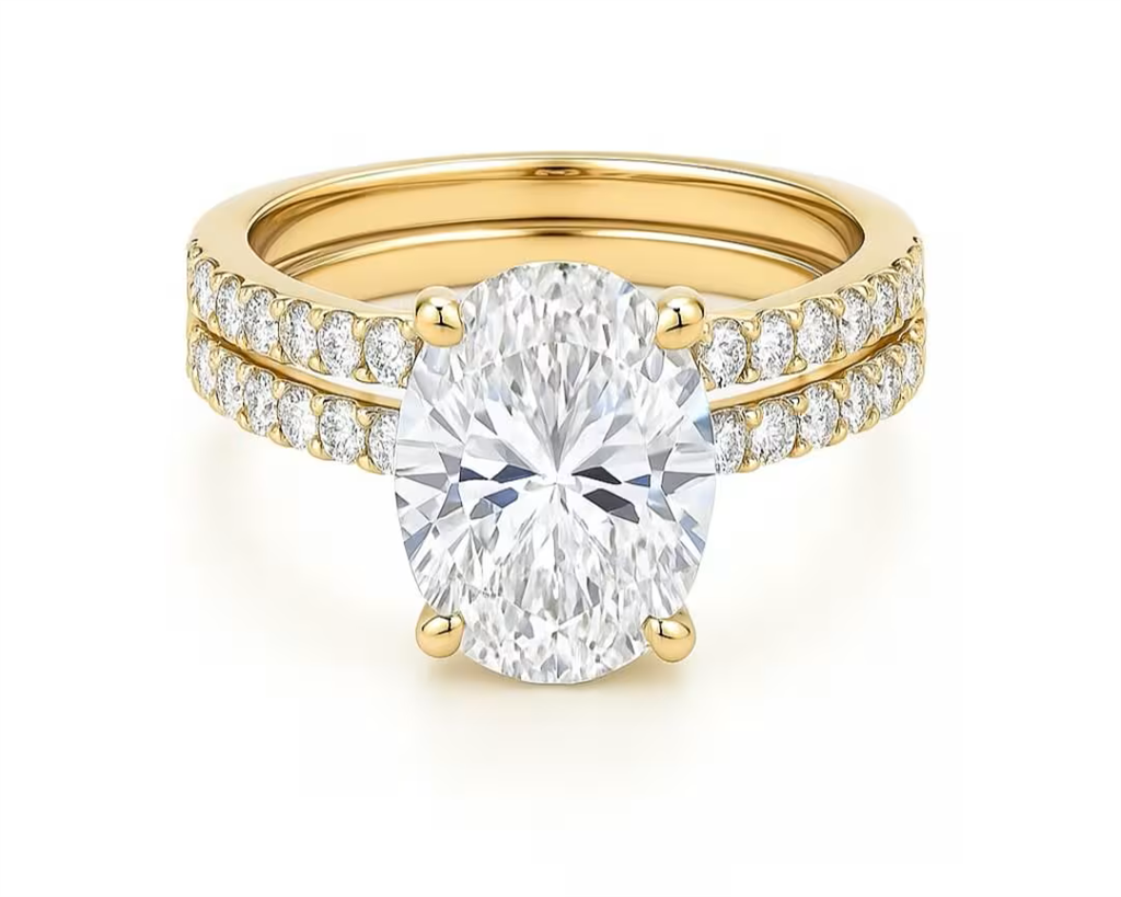 3 Ct. Diamond 10 Kt Gold (Yellow). Oval Solitaire Ring. (Women). Size 7