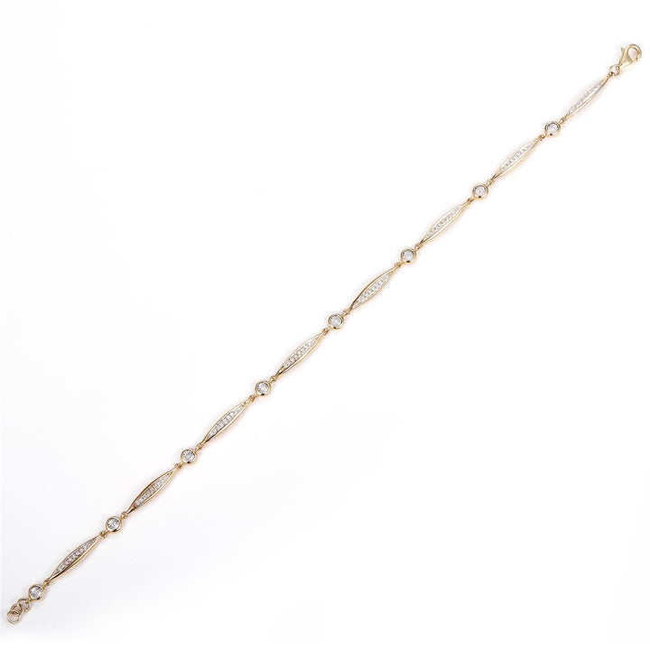 0.2 Ct. Diamond 10 Kt Gold (Yellow). Designer Bracelet. (Women). 8 in Long. 4.3 mm Wide