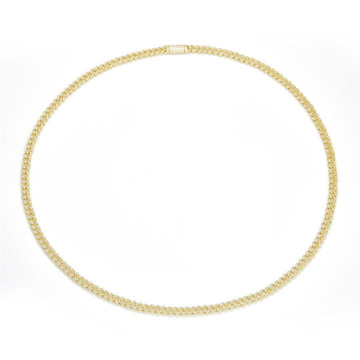 4.086 Ct. Diamond 14 Kt Gold (Yellow). Solid Cuban Link Chain. (Unisex). 22 in Long. 5 mm Wide