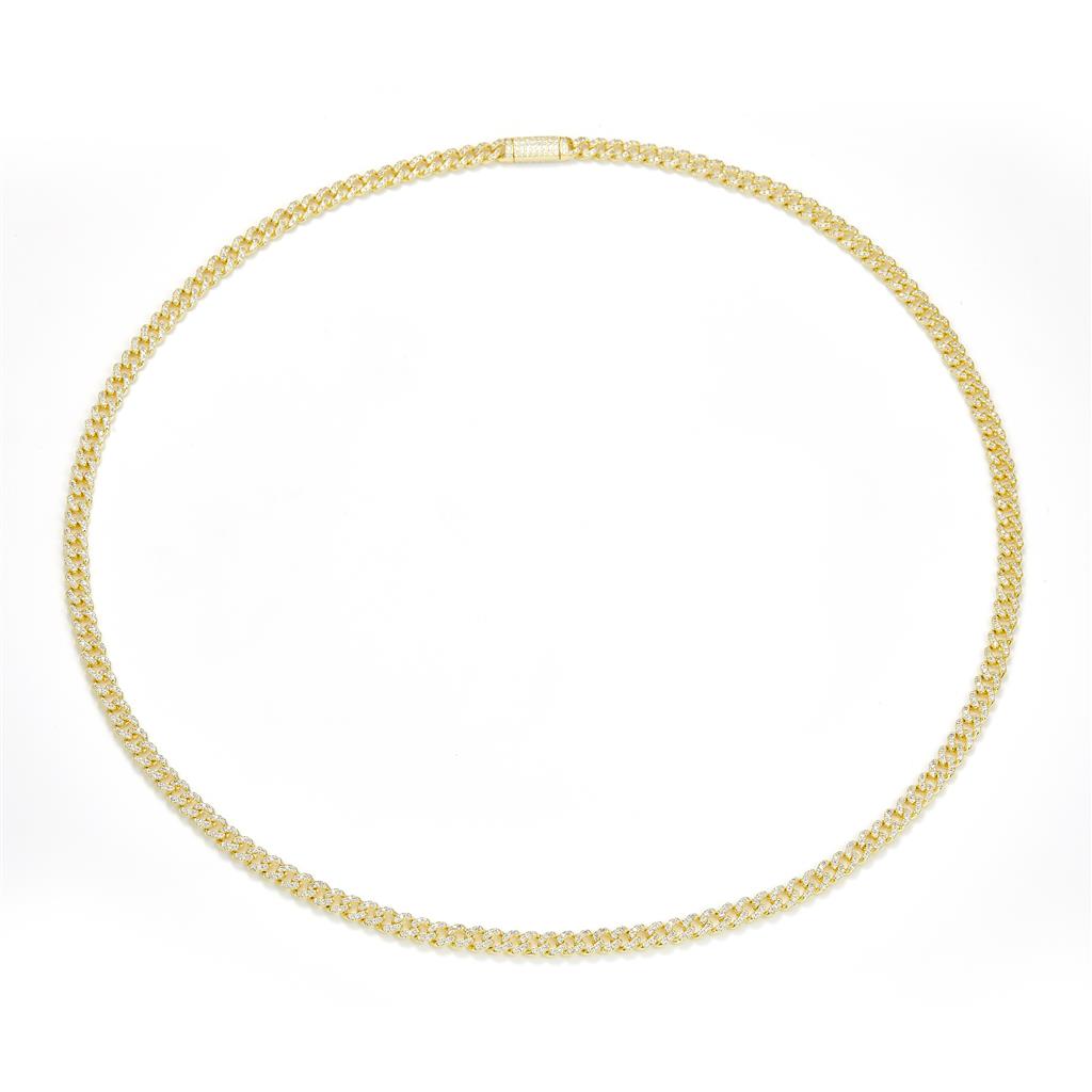 4.086 Ct. Diamond 14 Kt Gold (Yellow). Solid Cuban Link Chain. (Unisex). 22 in Long. 5 mm Wide