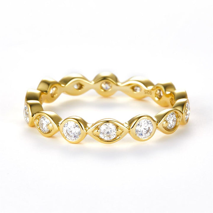 0.76 Ct. Moissanite Sterling Silver (Yellow). Wedding Band Ring. (Women). Size 6.5