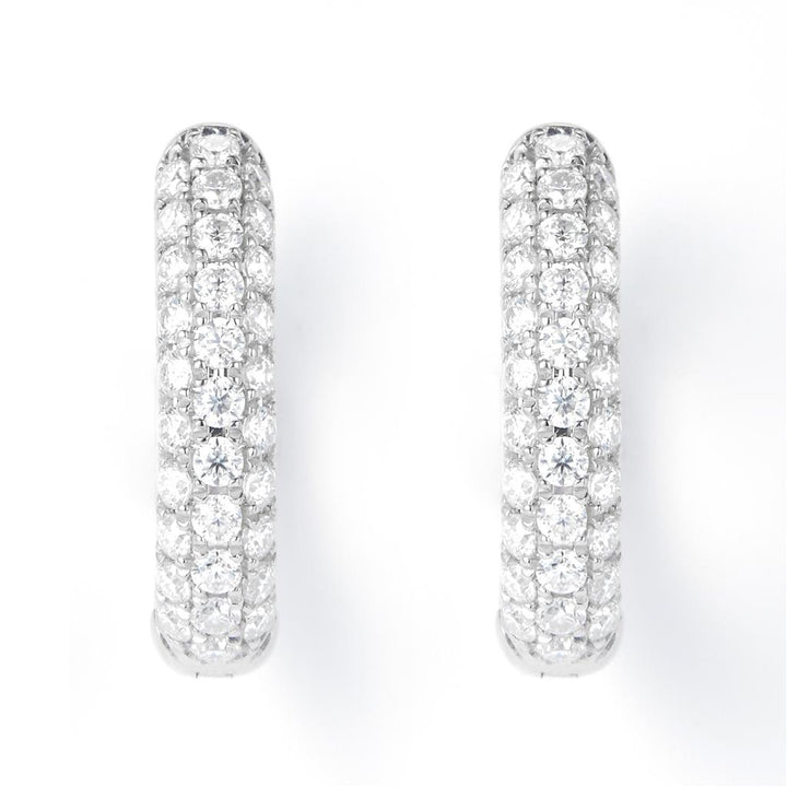 0.79 Ct. Moissanite Sterling Silver (White). Hoop with Snap Fastening Earrings. (Women).