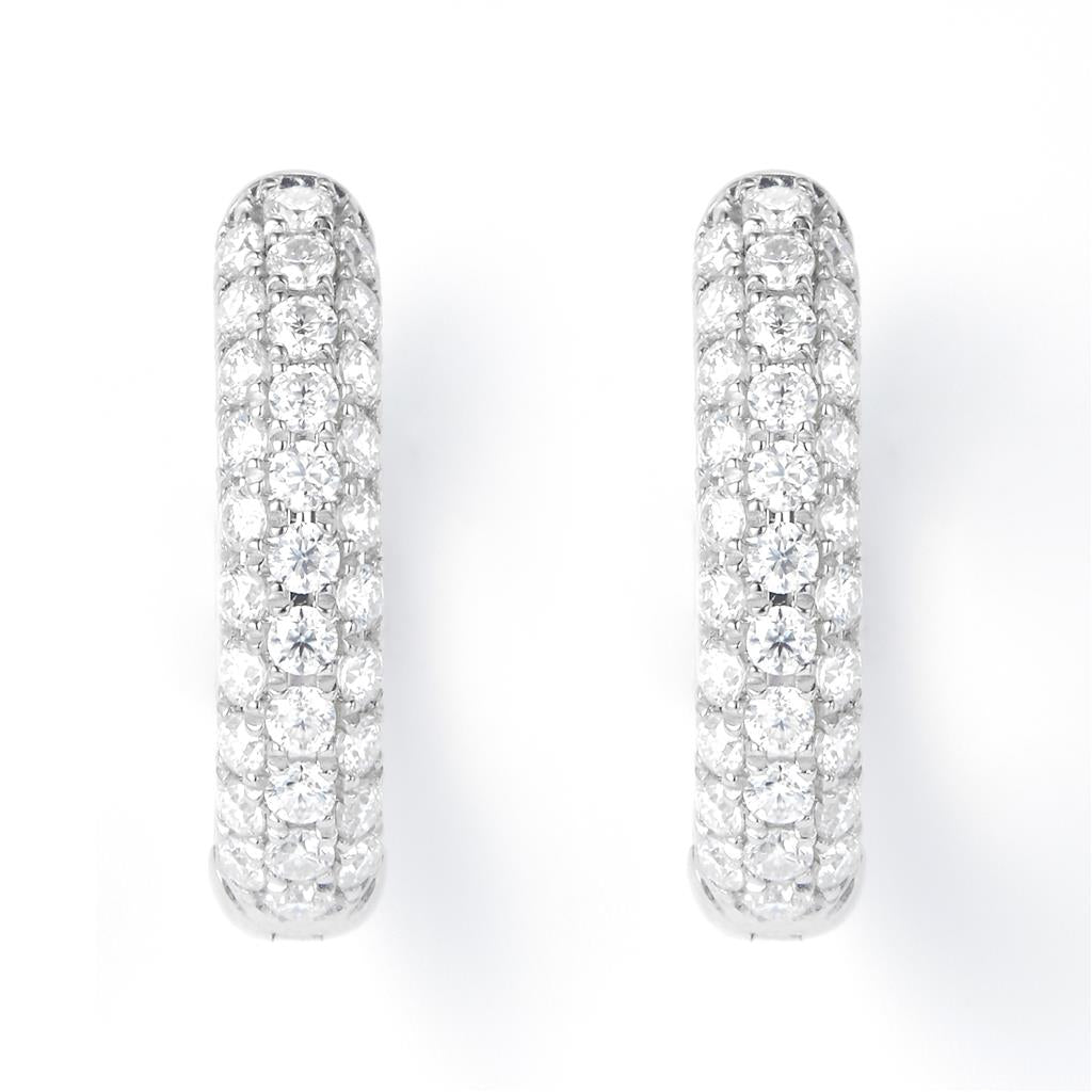 0.79 Ct. Moissanite Sterling Silver (White). Hoop with Snap Fastening Earrings. (Women).
