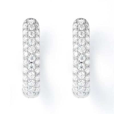 0.79 Ct. Moissanite Sterling Silver (White). Hoop with Snap Fastening Earrings. (Women).