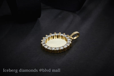 0.293 Ct. Diamond 10 Kt Gold (Yellow). Customizable Picture Pendant with Diamond Bezel Pendant. (Unisex).