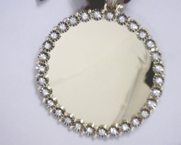 1.907 Ct. Diamond 14 Kt Gold (Yellow). Customizable Picture Pendant with Diamond Bezel Pendant. (Unisex).