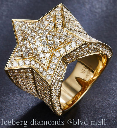 6.512 Ct. Diamond 10 Kt Gold (Yellow). Star Design Ring. (Men). Size 10