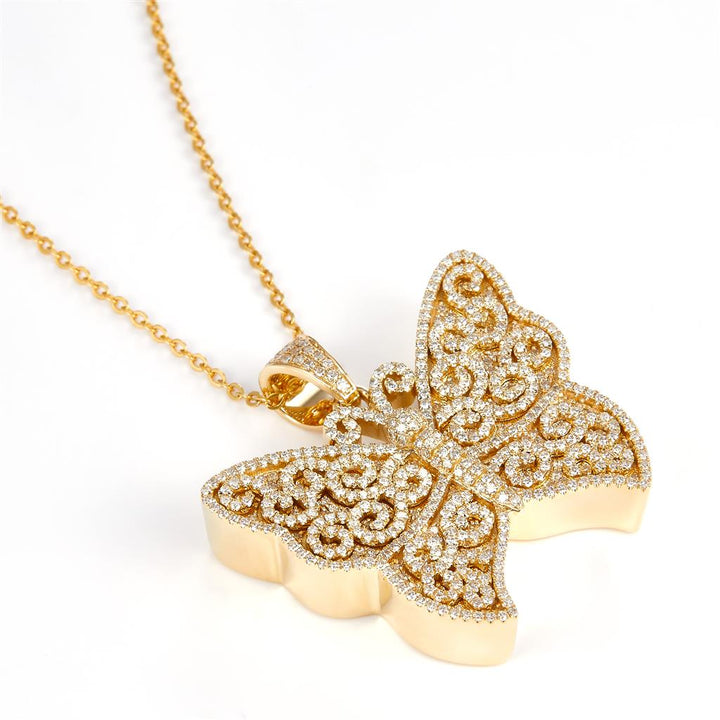 1.28 Carats. Diamond 10 Kt Gold (Yellow). CUSTOM BUTTERFLY ASH HOLDER Pendant. (Unisex).