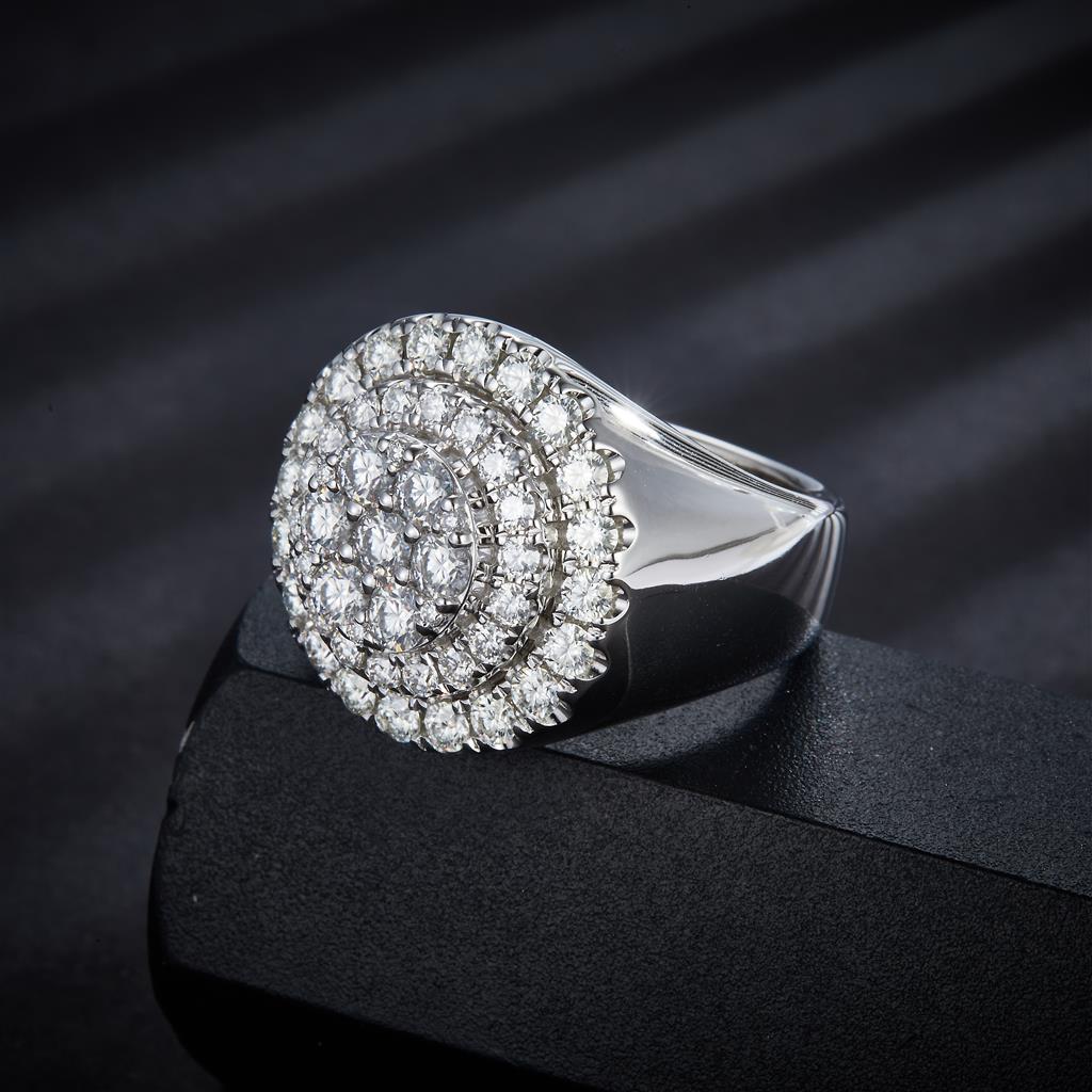 3.03 Ct. Moissanite Sterling Silver (White). Ring. (Men).