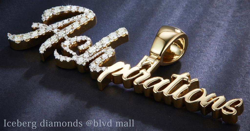 3.08 Carats. Diamond 10 Kt Gold (Yellow). CUSTOM ASHPIRATIONS Pendant. (Women).