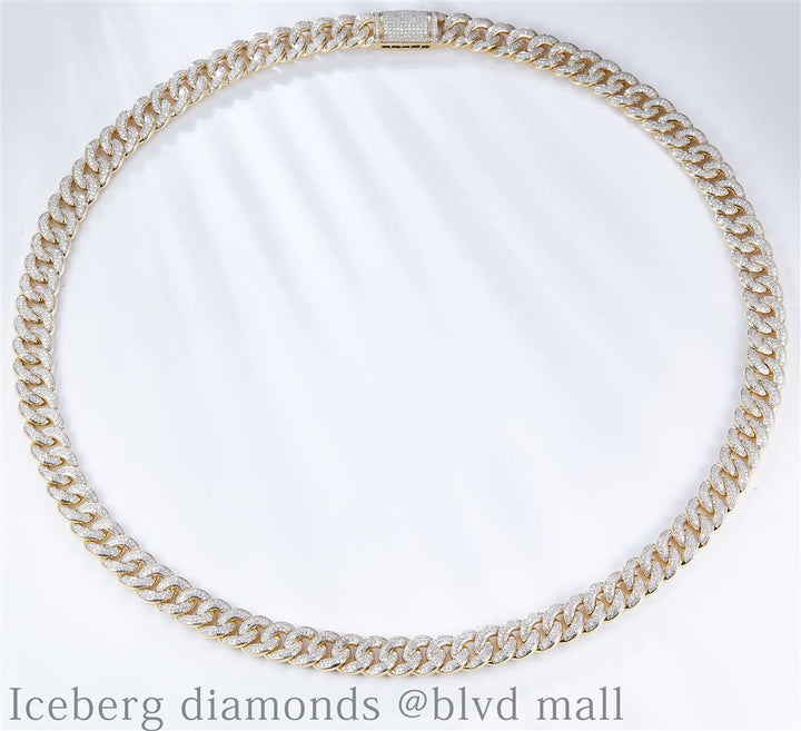 11.446 Ct. Diamond 10 Kt Gold (Yellow). Cuban Link Chain. (Men). 26 in Long. 12.5 mm Wide