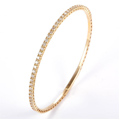 1.42 Ct. Diamond 14 Kt Gold (Yellow). Bangle New Flexible Style Bracelet. (Women). 7 in Long. 2.05 mm Wide