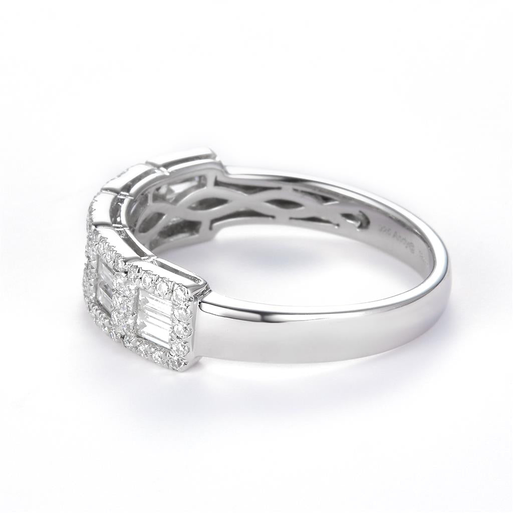 0.85 Ct. Moissanite Sterling Silver (White). Baguettes Wedding Band Ring. (Women). Size 7.5