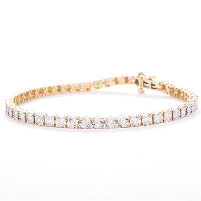 1.02 Ct. Diamond 10 Kt Gold (Yellow). Tennis with Illusion Setting Bracelet. (Unisex). 8 in Long. 3.7 mm Wide