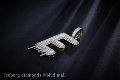 1.644 Ct. Diamond 10 Kt Gold (Yellow). Initial Letter (Alphabet) E with Drip Pendant. (Men).