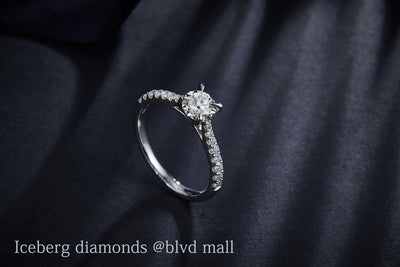 0.56 Ct. Diamond 14 Kt Gold (White). Solitaire with Center Stone Apr 0.31ct Ring. (Women). Size 7.5