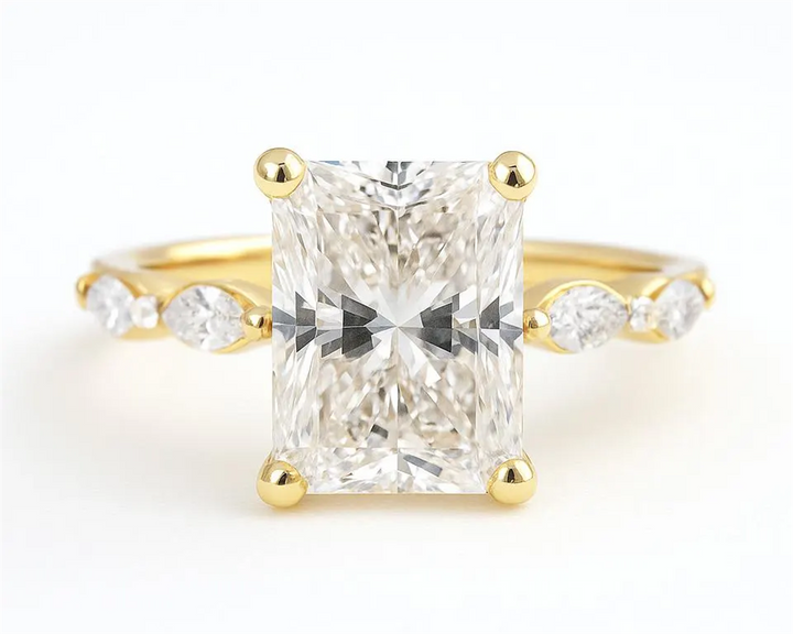 2.88 Ct. Diamond 14 Kt Gold (Yellow). Radiant- Marquis Ring. (Women). Size 7