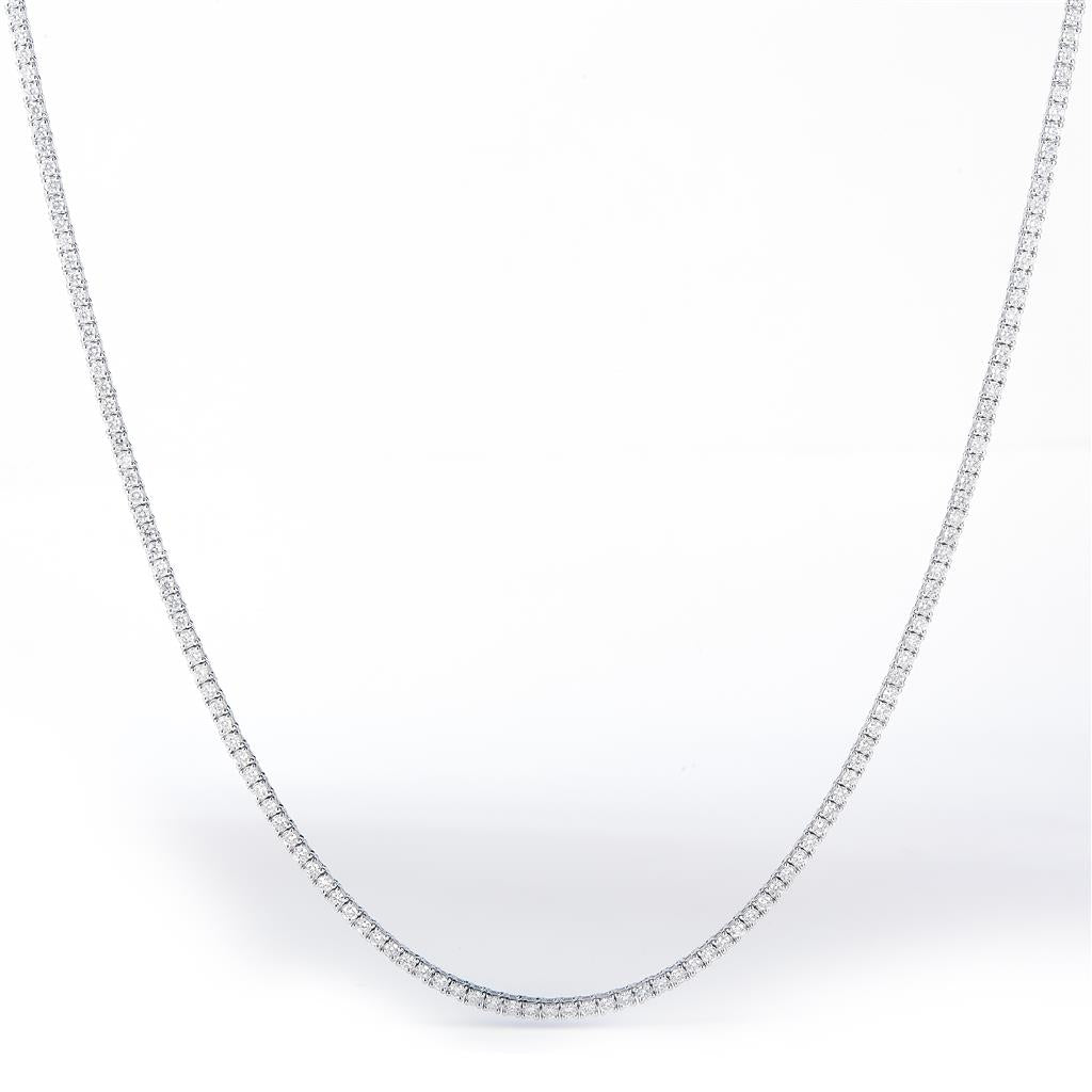 4.67 Ct. Diamond 14 Kt Gold (White). Tennis Chain. (Unisex). 16 in Long. 2.3 mm Wide