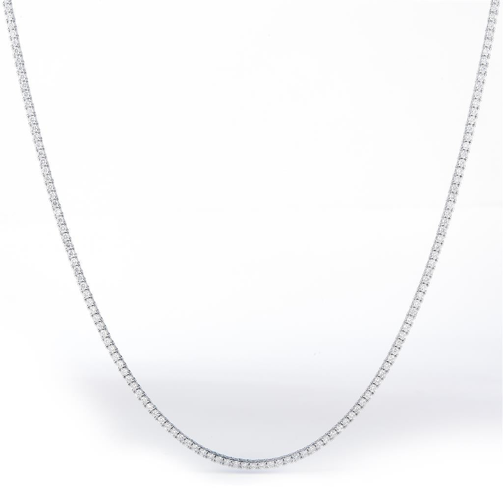 6.54 Ct. Diamond 14 Kt Gold (White). Tennis Chain. (Unisex). 16 in Long. 2.3 mm Wide