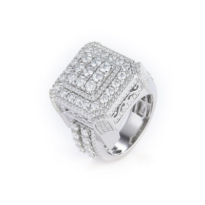 5.12 Ct. Moissanite Sterling Silver (White). Ring. (Men). Size 10