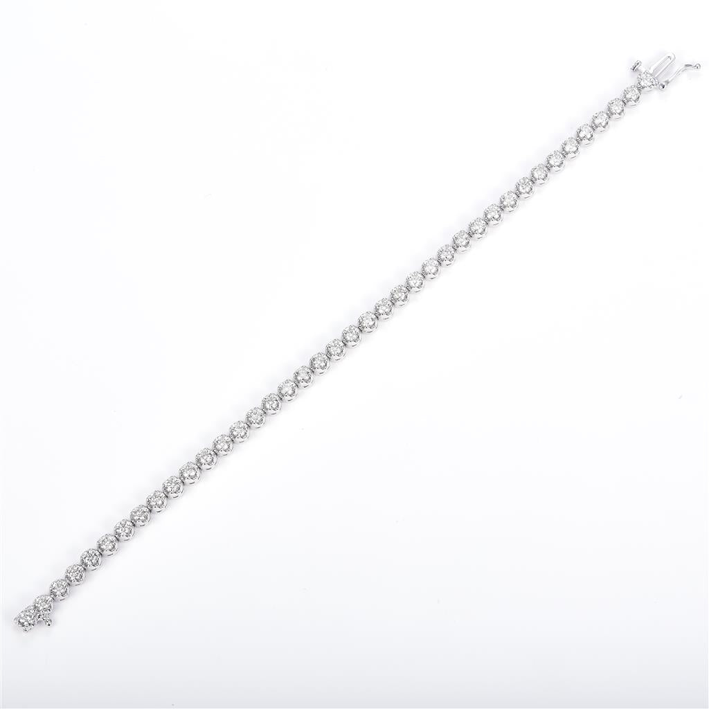 4.02 Ct. Diamond 14 Kt Gold (White). Tennis Bracelet. (Unisex). 7 in Long. 4.3 mm Wide