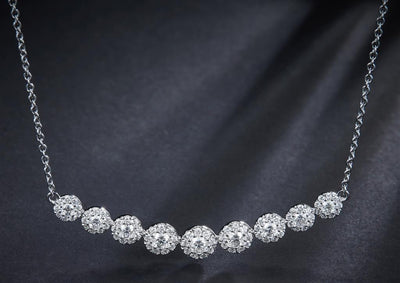 0.97 Ct. Diamond 14 Kt Gold (White). Diamond Necklace 18 inch Pendant. (Women).