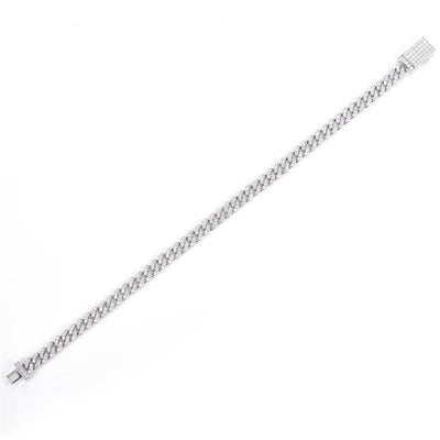 3.28 Ct. Diamond 14 Kt Gold (White). Solid Cuban Link Bracelet. (Unisex). 8 in Long. 5.6 mm Wide