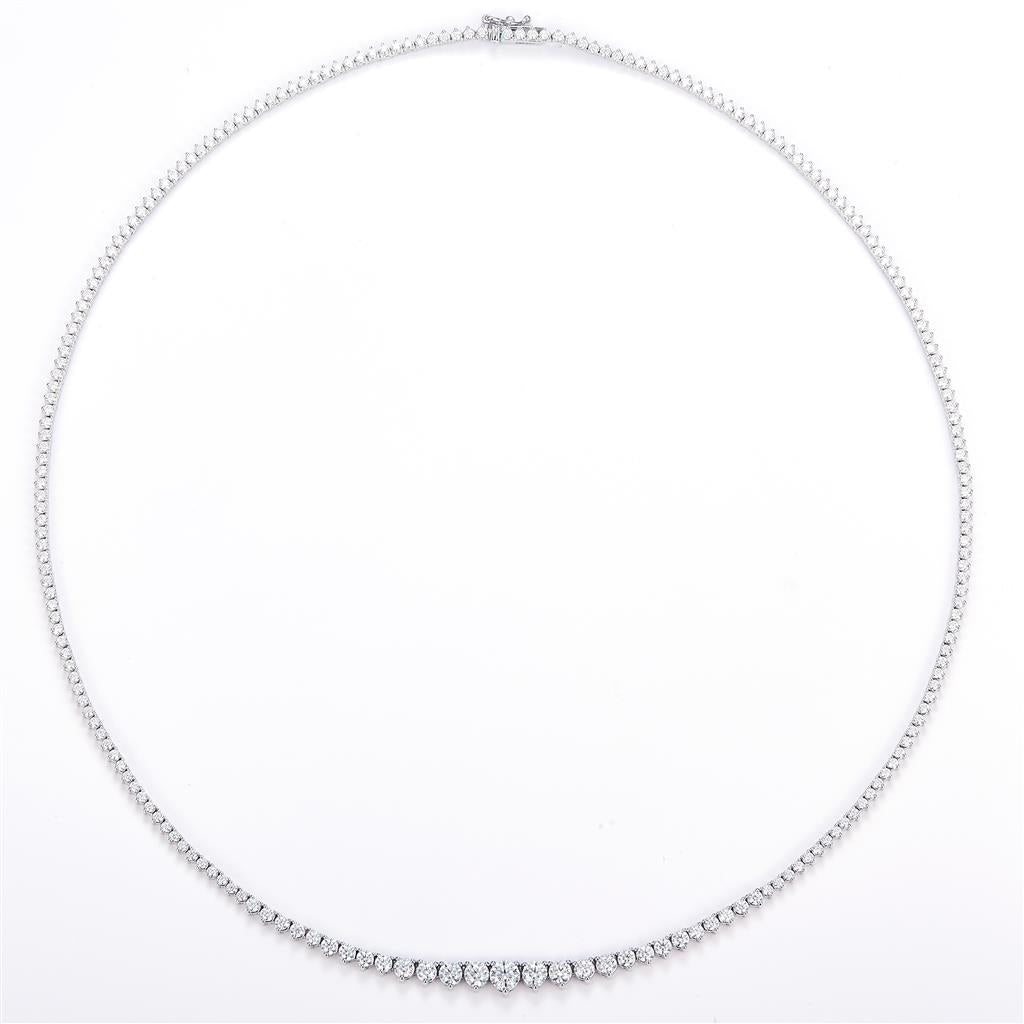 4.72 Ct. Moissanite 14 Kt Gold (White). Graduated Tennis Chain. (Women). 17 in Long. 5 mm Wide