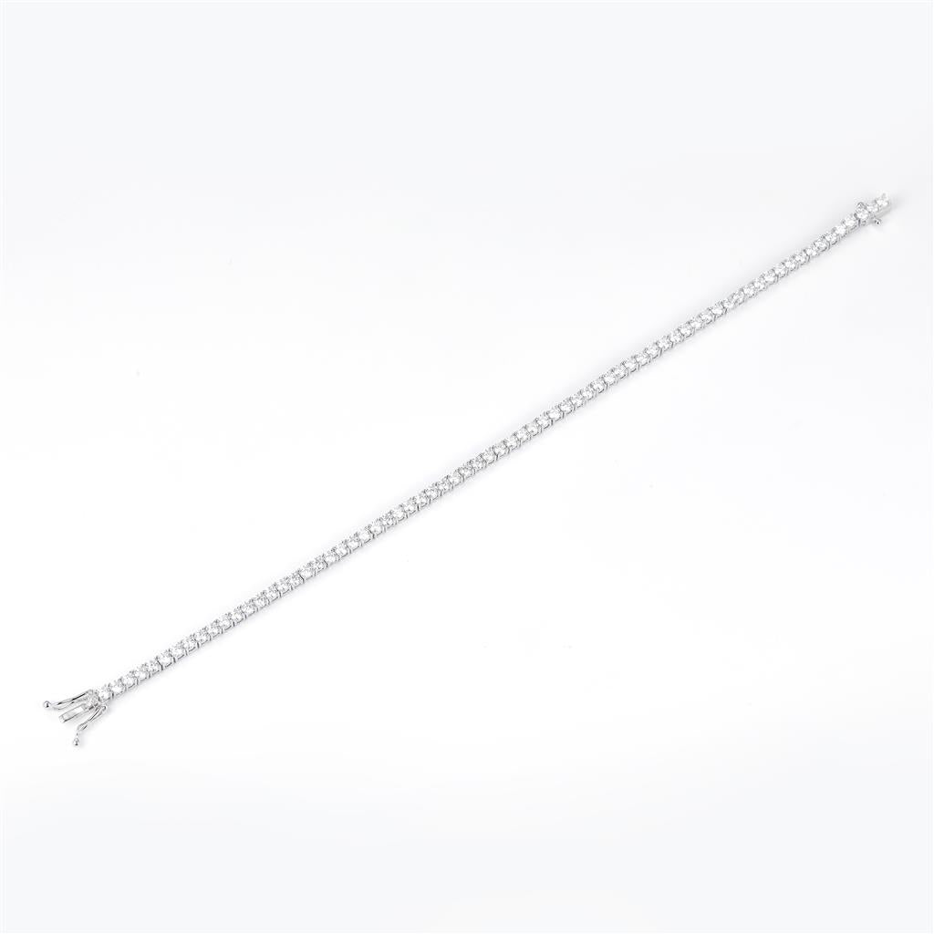 18 Ct. Moissanite. Sterling Silver (White). Tennis Bracelet. (Unisex). 7.5 in Long. 5.2 mm Wide