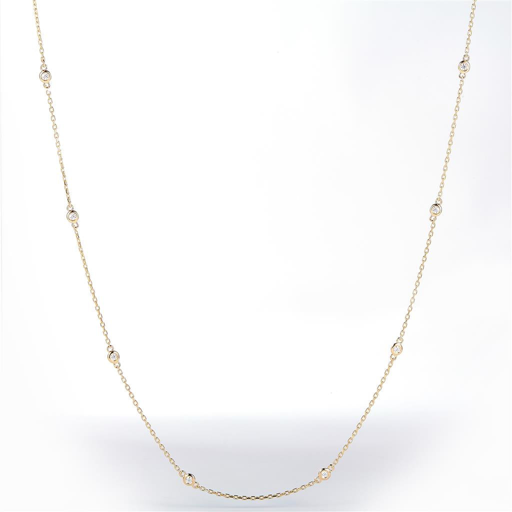 0.326 Ct. Moissanite 14 Kt Gold (Yellow). Moissanite by the Yard Station Chain. (Women). 18 in Long. 2 mm Wide