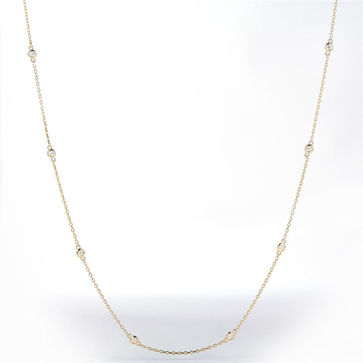 0.326 Ct. Moissanite 14 Kt Gold (Yellow). Moissanite by the Yard Station Chain. (Women). 18 in Long. 2 mm Wide