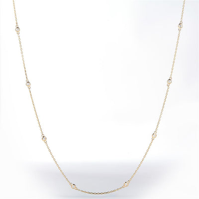 0.326 Ct. Moissanite 14 Kt Gold (Yellow). Moissanite by the Yard Station Chain. (Women). 18 in Long. 2 mm Wide