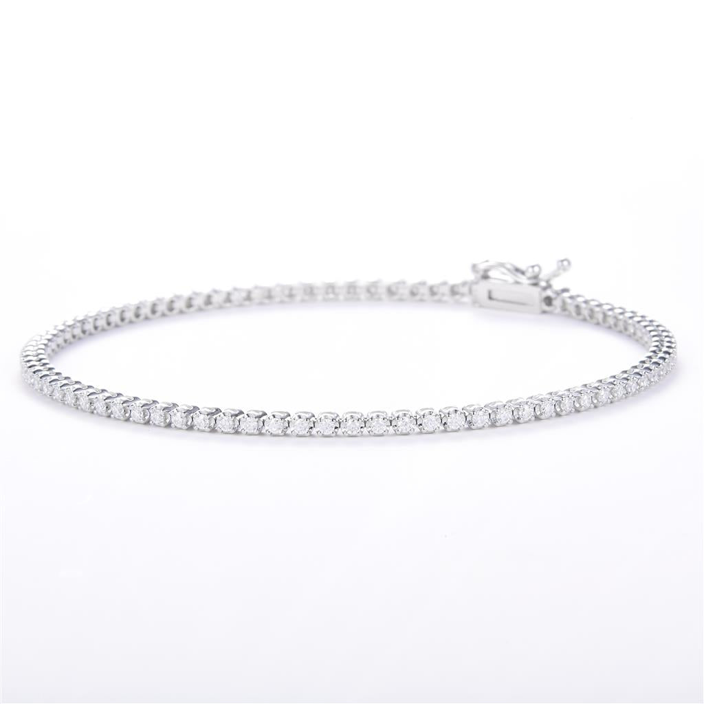 0.82 Ct. Moissanite 14 Kt Gold (White). Tennis Bracelet. (Unisex). 7 in Long. 1.8 mm Wide