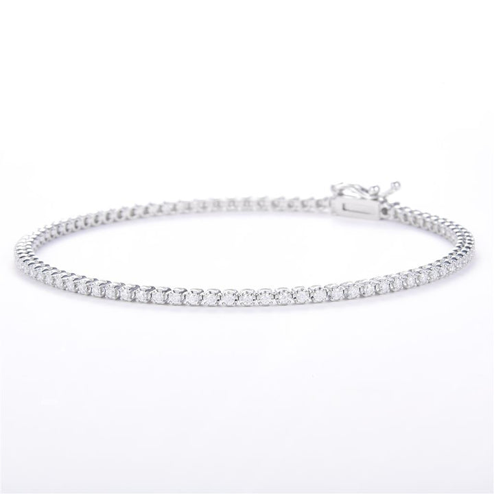 0.82 Ct. Moissanite 14 Kt Gold (White). Tennis Bracelet. (Unisex). 7 in Long. 1.8 mm Wide