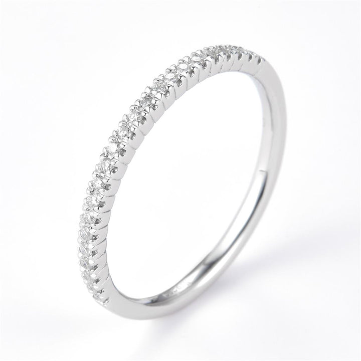 0.13 Ct. Moissanite Sterling Silver (White). Wedding Band Ring. (Women). Size 8