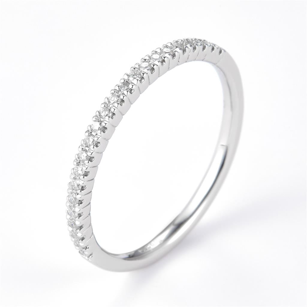 0.13 Ct. Moissanite Sterling Silver (White). Wedding Band Ring. (Women). Size 8