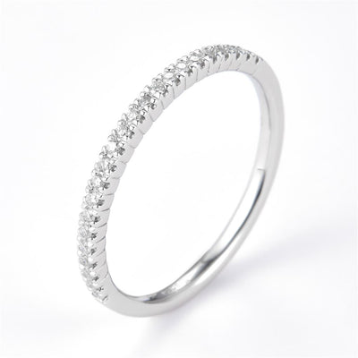 0.13 Ct. Moissanite Sterling Silver (White). Wedding Band Ring. (Women). Size 8