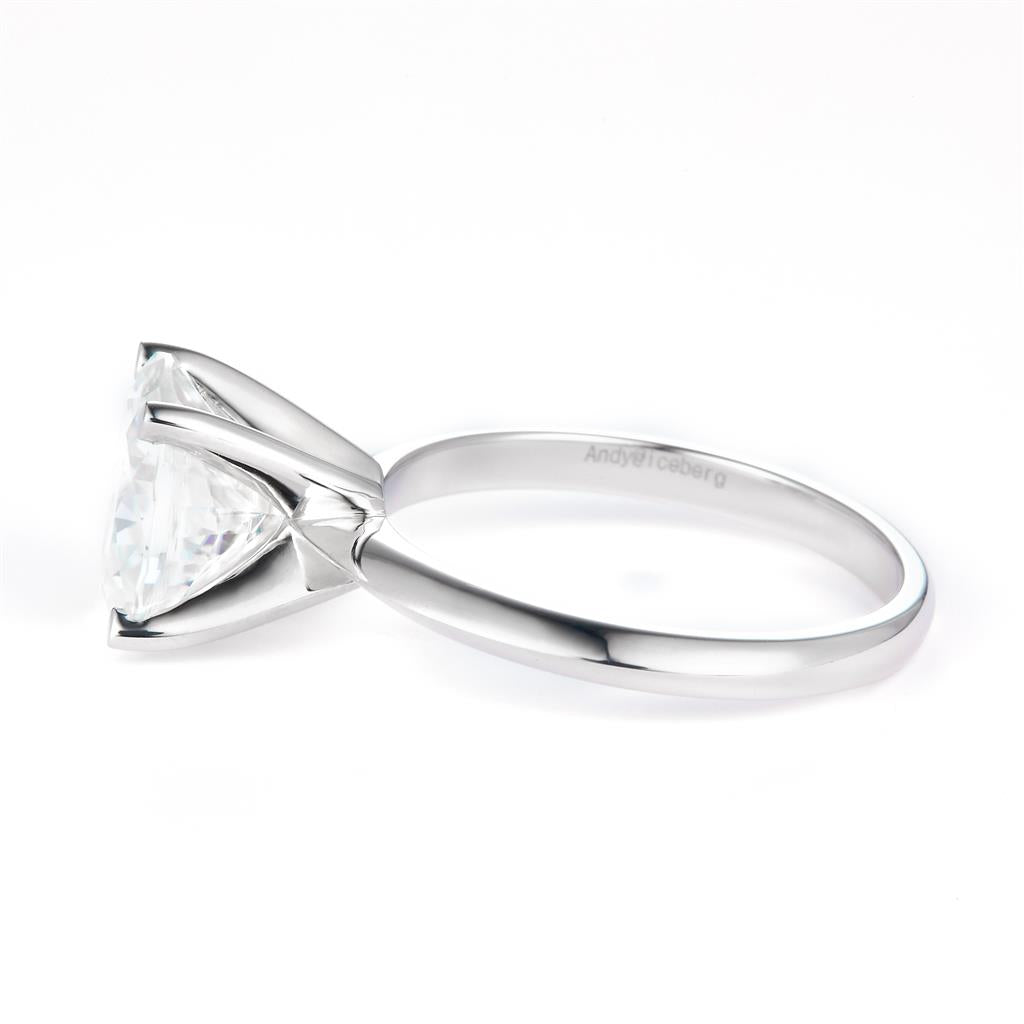 2.826 Ct. Moissanite Sterling Silver (White). Solitaire with Oval Cut Center Stone Ring. (Women). Size 7.5