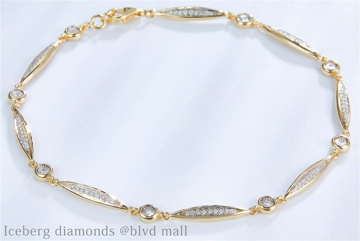 0.2 Ct. Diamond 10 Kt Gold (Yellow). Designer Bracelet. (Women). 8 in Long. 4.3 mm Wide