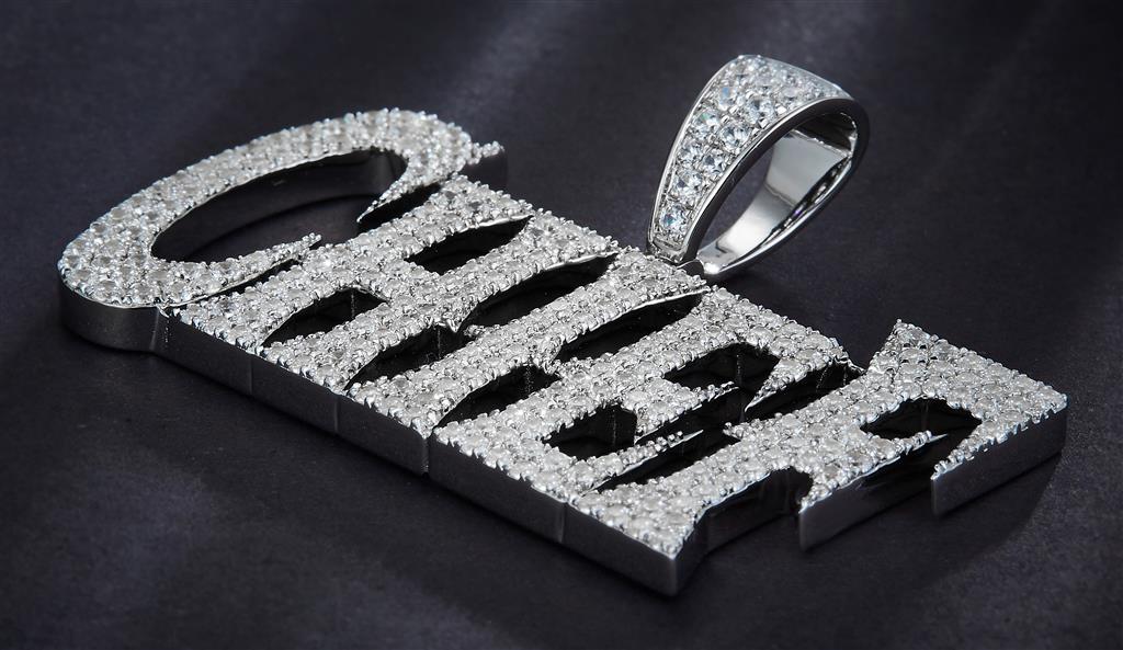 4.08 Carats. Diamond Sterling Silver (White). CUSTOM CHIEF Pendant. (Unisex).