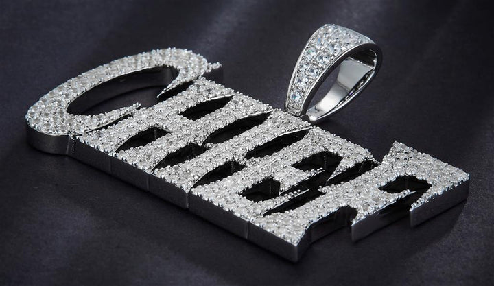 4.08 Carats. Diamond Sterling Silver (White). CUSTOM CHIEF Pendant. (Unisex).