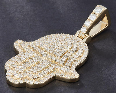 1.29 Ct. Diamond 10 Kt Gold (Yellow). Khamsa Pendant. (Unisex).