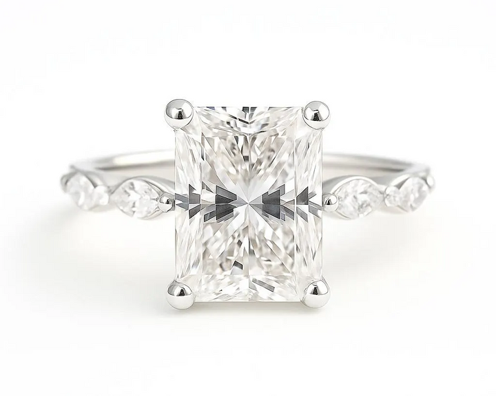 2.82 Ct. Diamond 14 Kt Gold (White). Radiant- Marquis Ring. (Women). Size 7