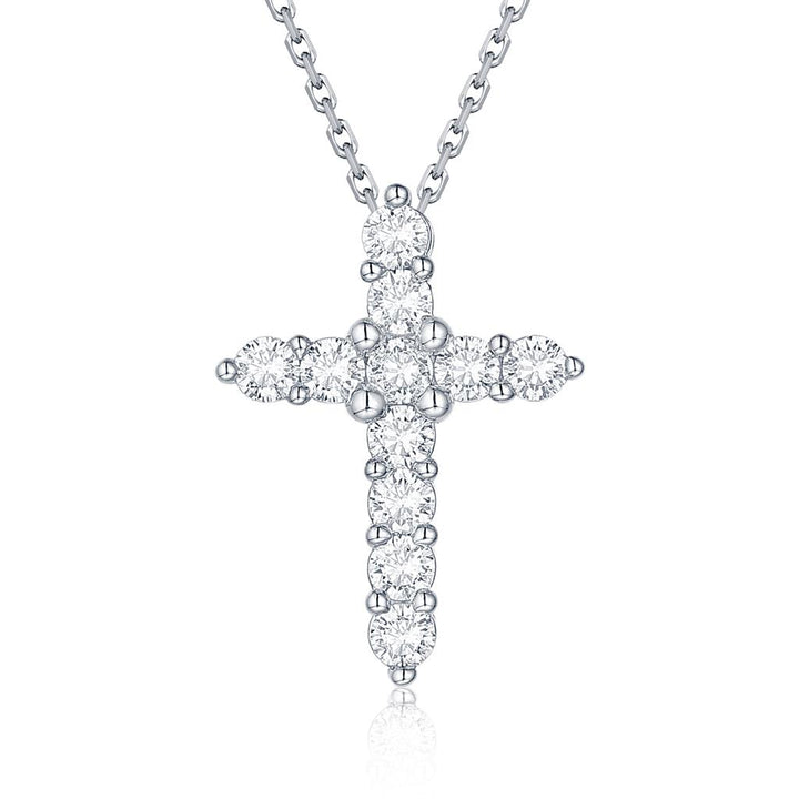 1.7 Ct. Moissanite Sterling Silver (White). Cross Pendant. (Women).